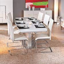 Cortina Modern Extendable Dining Table In White High Gloss With Chrome Base And 8 Mestler Dinin White Gloss Dining Table Dinning Table Design Dinning Table Set