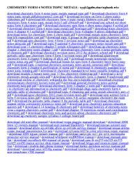 electrolytes are able to conduct electricity because there are freely move ions in the molten or aqueous state. Chemistry Metals Notes Pdf Fill Online Printable Fillable Blank Pdffiller