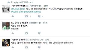 All your teams in one place, this app will help you dominate your league whether you play on yahoo!, espn, nfl, or of course cbssports. Cbs Went Down Before March Madness And People Setting Last Minute Brackets Freaked Out Sbnation Com