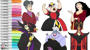 Disney classics mixed villains colouring villains colouring. Disney Villains Coloring Book Compilation Maleficent Queen Of Hearts Evil Stepmother Ursula Jafar Youtube