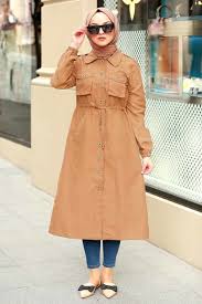 Neva Style Dugmeli Biskuvi Tesettur Kap 5671bs Manto Moda Stilleri Trenckot