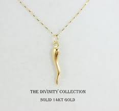 Real 14kt Solid Gold Italian Horn Pendant Necklace Women Cornetto Cornicello Charm Fine Jewelry 14k Sup Gold Pendant Jewelry Real Gold Jewelry Buy Gold Jewelry