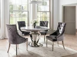 To enhance the look of your dining room, you can match your paintings, cutlery, decorative items and ornaments and rugs to your dining furniture set. Dining Table Chrome Marble Round Dining Table 130cm 4 Chairs Grey Ebay Dining Table Marble Round Marble Dining Table Marble Dining