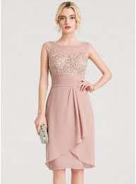 Us 139 00 Sheath Column Scoop Neck Knee Length Chiffon Cocktail Dress With Cascading Ruffles Jj S House Cocktail Dress Lace Chiffon Cocktail Dress Cocktail Dress