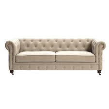 Home Decorators Collection Gordon Natural Linen Sofa 0849400400 The Home Depot Natural Linen Sofa Tufted Sofa Linen Sofa