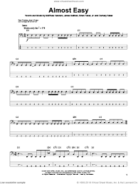 Buy fully licensed online digital, transposable, printable sheet music. Sevenfold Almost Easy Sheet Music For Bass Tablature Bass Guitar