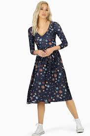 Space Tourist 3 4 Sleeve Midaxi Dress 7 Day Unlimited 139aud By Blackmilk Clothing Dresses Dresses With Sleeves Fall Dresses
