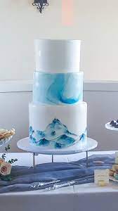 Ocean And Waves Wedding Cake Wedding Cake Ocean Theme Ocean Wedding Cake Beach Birthday Cake