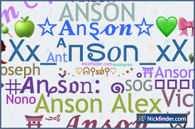 Nicknames for Anson: ⛩༺𝓐𝓷𝓼𝓸𝓷༻⚔️, Anson Joseph, Ant, ムϞ𝖘๏ท, Ansun