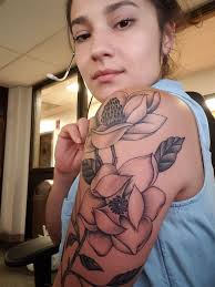 Freehand magnolias done by Wayne @ Ice House Tattoo. I'm in love! : r/tattoo