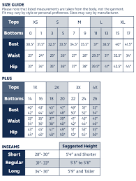 57 all inclusive standard womens size chart