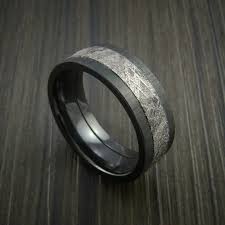 Gibeon Meteorite In Black Zirconium Wedding Band Made Wedding Rings Custom Wedding Rings Wedding Men