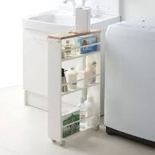 幅１３ｃｍのハンドル付きスリムワゴン 狭い浴室 洗面所 おしゃれ 収納