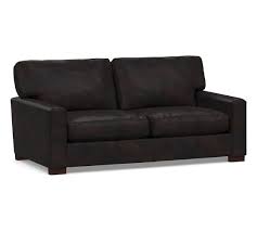 Pottery barn tyler leather square arm armchair with nailheads. Turner Square Arm Leather Sofa Pottery Barn