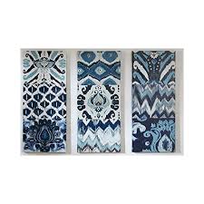 Large 4 piece famous artist modern canvas wall art. Best Selling Madison Park Flourish Ikat Wall Art Canvas Gel Coated Bohemian Painting Home D Cor Abstract Stretched 3 Piece Set Canvas Painting For Living Room Easy To Hang Deco Box Blue