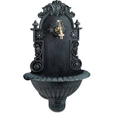 Wandbrunnen Antik Stil Nostalgie Garten Terrasse Wasserhahn Becken Hangend Hbt 62 X 38 X 20 Cm Grun 3100229403801