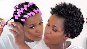 For styling, black says she blew her hair dry with a large round brush and just before. How To Curl Short Natural 4c Hair Without Heat Perm Rod Set Youtube