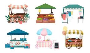 Pásatelo en grande en nuestra feria de juegos! Puestos De Mercado Plano S Set Carpas Comerciales Quioscos Al Aire Libre Y Carritos De Feria