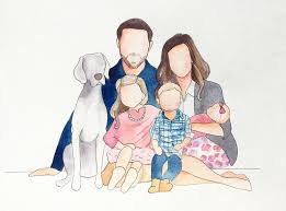 Faceless Family Portrait With A Dog 30 And Up For Custom Watercolor Faceless Family Paintings By Brush Family Drawing Illustrated Family Portrait Family Art