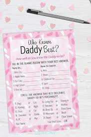 Who Knows Daddy Best Baby Shower Game 20 Cards It S A Girl Boho Baby Shower Baby Shower Game Cards Baby Shower Favors Girl