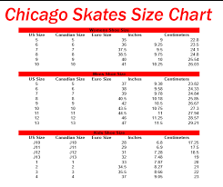 Chicago Roller Skates Size Chart Roller Skate Size Chart