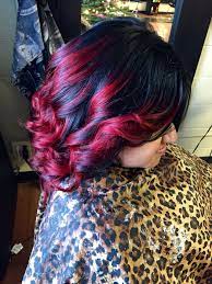 Black To Red Short Hair Ombre Black Hair Red Tips Short Hair Color Cool Hair Color
