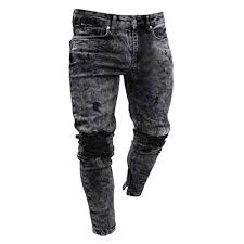 Nuwfor Mens Skinny Stretch Denim Pants Distressed Ripped