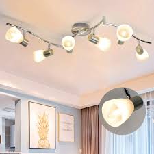 DLLT 6-Light Flexible Track Lighting Rail, Modern Directional LED Spot Ceiling Light Fixture with Glass Shade, for Living Room, Dining Room, Bedroom,
