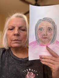 My attempt at self portrait using watercolor paints and 7x11 water color  paper. Loraine