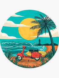 The Beach Sticker By Motymotymoty Redbubble Vinyl Art Paint Vinyl Record Art Vinyl Art