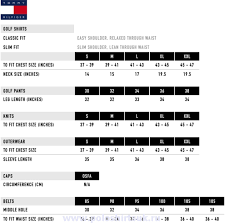 Halfiger Size Chart Abacus Golf Size Chart Tommy Hilfiger