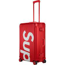 Local time and online at 11 a.m. Supreme Rimowa Topas Multiwheel 82l Red Ofour