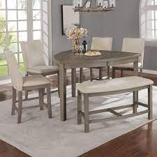This dining table with bench will be a great proposition for all, who like traditional or classic decors. Best Quality Furniture 6 Piece Counter Height Dining Set With Upholstered Counter Height Dining Chairs And Bench On Sale Overstock 30893908