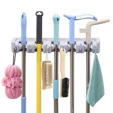 Broom mop holder wall mount. Mop And Broom Holder Broom Mop Holder Wall Mount With 5 Slots And 6 Hooks Ideal Broom Hanger Solution For Kitchen Garage Warehouse Walmart Com Walmart Com