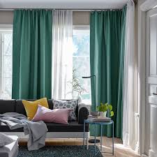 Vilborg Room Darkening Curtains 1 Pair Green 57x98 Ikea Vorhange Wohnzimmer Gardinen Turkis Verdunkelungs Gardinen