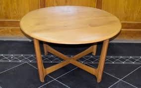 Vintage ercol blonde minerva coffee table / media cabinet with shelf and two drawers. Lot Art Ercol Wychwood Vintage Circular Coffee Table Classic Ercol D