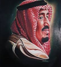 بورتريه ل الملك سلمان للفنان نواف الدبل cowboy art king queen prince mohammed
