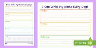 Use this free customizable worksheet for preschoolers and kindergarten kids to practice writing their name. I Can Write My Name Handwriting Worksheet Worksheet