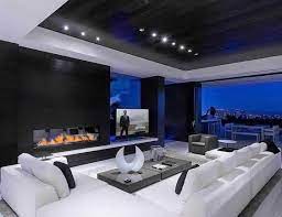 Luxury Modern Black And White Living Room Decor With Huge U Shaped White Sectional S Black And White Living Room Decor Big Living Rooms White Living Room Decor