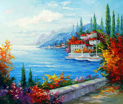 Maybe you would like to learn more about one of these? City On The Sea Coast Olha Darchuk Paintings Prints Landscapes Nature Beach Ocean Coastal Villages Towns Artpal