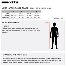 Adidas Youth Apparel Size Chart Size Chart Sturtevants