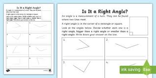 Age 5 to 7 challenge level. Right Angles Worksheet Worksheet Classroom Resource