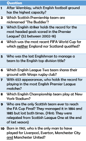 Containing 1,000 challenging questions the scottish football quiz book has been designed to put scottish football fans through their paces. Irish Quiz Organisation Some More Questions From Our Recent Big World Cup Quiz At The Aviva Stadium For Those Who Missed It These Are On British Football Facebook