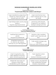Milsalnya untuk mata pelajaran ipa: Rangka Karangan Ramalan Upsr