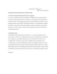 Vc Summary Week2 Vowels And Consonants Fl3138 Ntu