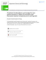 Pdf Treatment Of Phosphoric Acid Sludge For Rare Earths