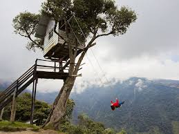 Woman Swinging At The Famous Swing At The End Of The World Located At The La Casa Del Arbol The Treehouse In Banos Ecuador Pinterest Ecuador