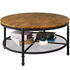 Get 5% in rewards with club o! Best Choice Products 2 Tier Round Coffee Table Rustic Steel Accent Table W Wooden Tabletop Padded Feet Open Shelf In 2021 Round Coffee Table Rustic Coffee Table Round Coffee Table