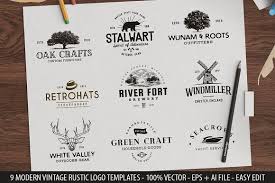 9 Modern Vintage Rustic Logos By Archiwiz On Creativemarket Sponsored Graphicassets Graphicdesign Desi Rustic Logo Vintage Logo Design Vintage Modern Logo