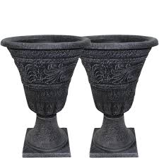 They will not break, crack, or crumble even in freezing temperatures. 25 Tall Tumbled Black Garden Urn Planter Flower Plant Pot Outdoor Decor 2 Pack 684143026723 Ebay